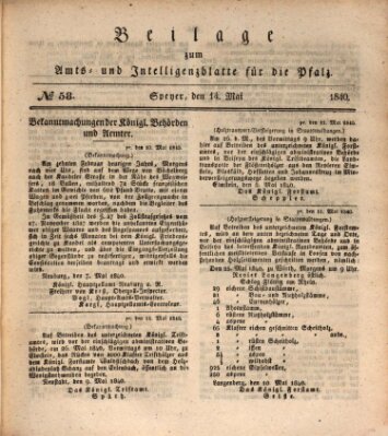 Königlich bayerisches Amts- und Intelligenzblatt für die Pfalz Donnerstag 14. Mai 1840