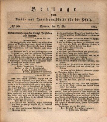 Königlich bayerisches Amts- und Intelligenzblatt für die Pfalz Freitag 15. Mai 1840