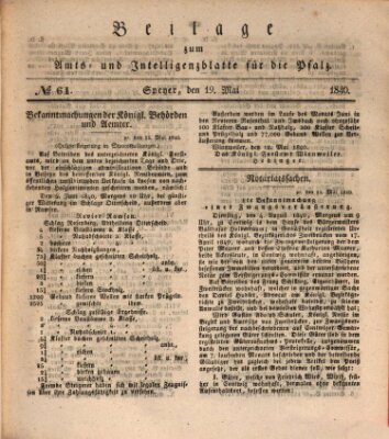 Königlich bayerisches Amts- und Intelligenzblatt für die Pfalz Dienstag 19. Mai 1840