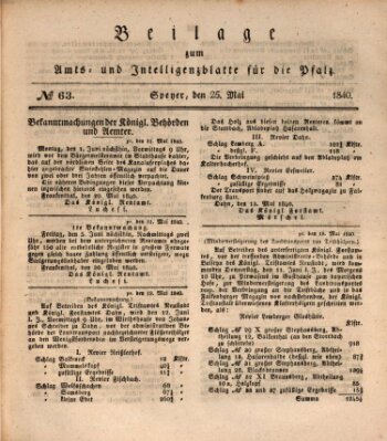 Königlich bayerisches Amts- und Intelligenzblatt für die Pfalz Montag 25. Mai 1840