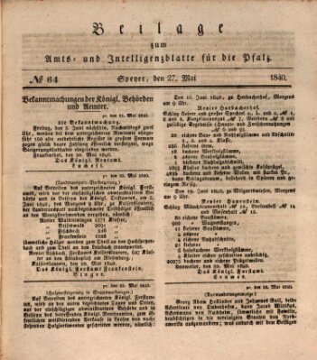 Königlich bayerisches Amts- und Intelligenzblatt für die Pfalz Mittwoch 27. Mai 1840