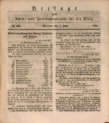 Königlich bayerisches Amts- und Intelligenzblatt für die Pfalz Mittwoch 3. Juni 1840