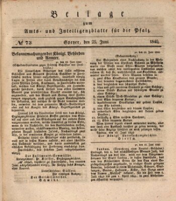 Königlich bayerisches Amts- und Intelligenzblatt für die Pfalz Donnerstag 25. Juni 1840