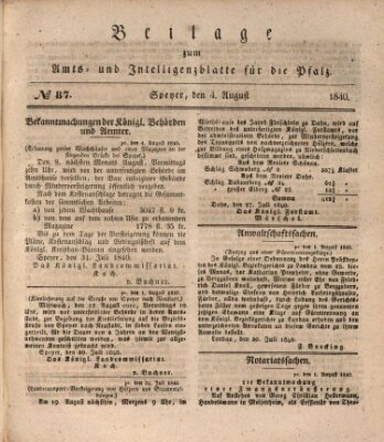 Königlich bayerisches Amts- und Intelligenzblatt für die Pfalz Dienstag 4. August 1840