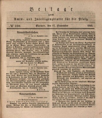 Königlich bayerisches Amts- und Intelligenzblatt für die Pfalz Dienstag 15. September 1840