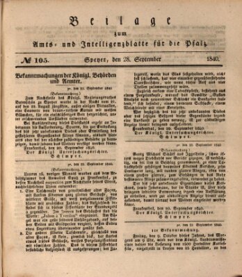 Königlich bayerisches Amts- und Intelligenzblatt für die Pfalz Montag 28. September 1840