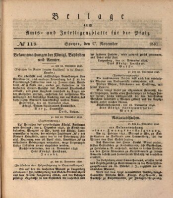 Königlich bayerisches Amts- und Intelligenzblatt für die Pfalz Dienstag 17. November 1840