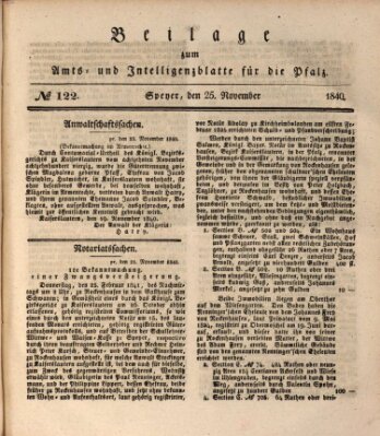 Königlich bayerisches Amts- und Intelligenzblatt für die Pfalz Mittwoch 25. November 1840