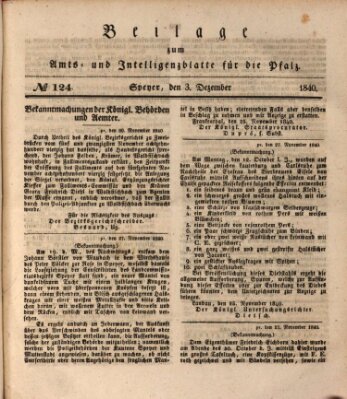 Königlich bayerisches Amts- und Intelligenzblatt für die Pfalz Donnerstag 3. Dezember 1840