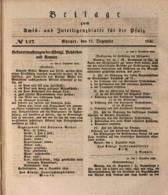 Königlich bayerisches Amts- und Intelligenzblatt für die Pfalz Freitag 11. Dezember 1840