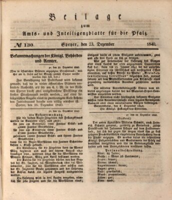 Königlich bayerisches Amts- und Intelligenzblatt für die Pfalz Mittwoch 23. Dezember 1840