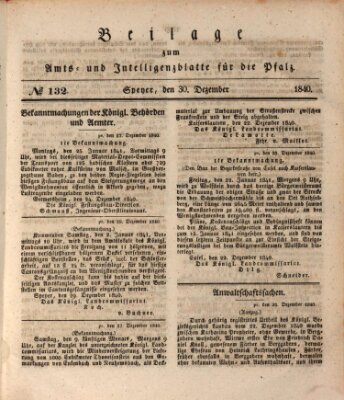 Königlich bayerisches Amts- und Intelligenzblatt für die Pfalz Mittwoch 30. Dezember 1840