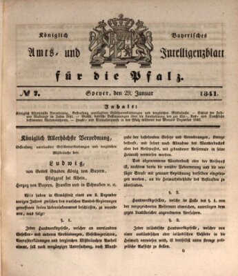 Königlich bayerisches Amts- und Intelligenzblatt für die Pfalz Freitag 29. Januar 1841