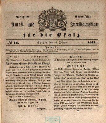 Königlich bayerisches Amts- und Intelligenzblatt für die Pfalz Dienstag 16. Februar 1841