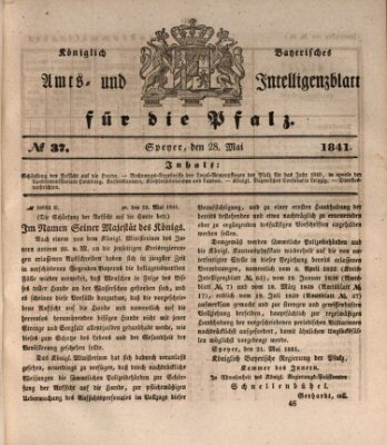 Königlich bayerisches Amts- und Intelligenzblatt für die Pfalz Freitag 28. Mai 1841