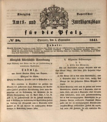 Königlich bayerisches Amts- und Intelligenzblatt für die Pfalz Samstag 4. September 1841