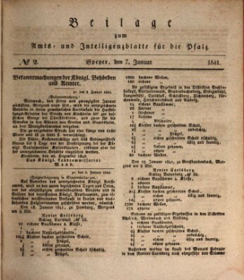 Königlich bayerisches Amts- und Intelligenzblatt für die Pfalz Donnerstag 7. Januar 1841