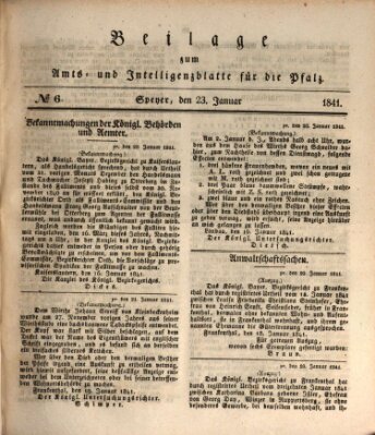 Königlich bayerisches Amts- und Intelligenzblatt für die Pfalz Samstag 23. Januar 1841