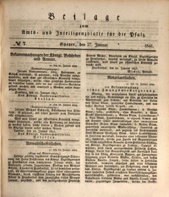 Königlich bayerisches Amts- und Intelligenzblatt für die Pfalz Mittwoch 27. Januar 1841