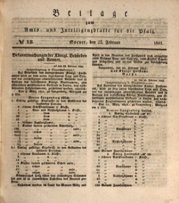 Königlich bayerisches Amts- und Intelligenzblatt für die Pfalz Donnerstag 25. Februar 1841