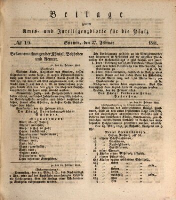 Königlich bayerisches Amts- und Intelligenzblatt für die Pfalz Samstag 27. Februar 1841