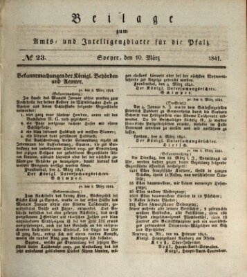 Königlich bayerisches Amts- und Intelligenzblatt für die Pfalz Mittwoch 10. März 1841