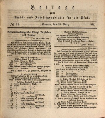 Königlich bayerisches Amts- und Intelligenzblatt für die Pfalz Donnerstag 25. März 1841