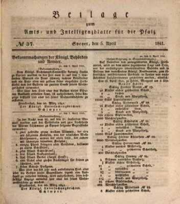 Königlich bayerisches Amts- und Intelligenzblatt für die Pfalz Montag 5. April 1841