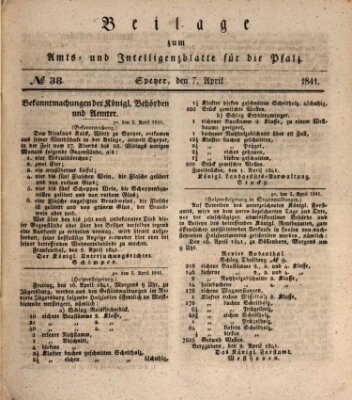 Königlich bayerisches Amts- und Intelligenzblatt für die Pfalz Wednesday 7. April 1841