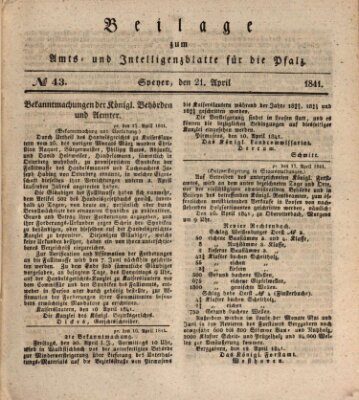 Königlich bayerisches Amts- und Intelligenzblatt für die Pfalz Mittwoch 21. April 1841