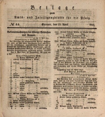 Königlich bayerisches Amts- und Intelligenzblatt für die Pfalz Freitag 23. April 1841