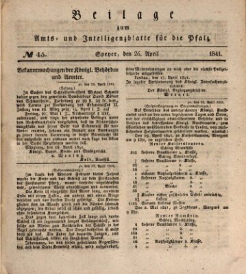 Königlich bayerisches Amts- und Intelligenzblatt für die Pfalz Montag 26. April 1841