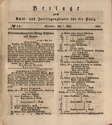 Königlich bayerisches Amts- und Intelligenzblatt für die Pfalz Freitag 7. Mai 1841