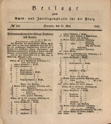 Königlich bayerisches Amts- und Intelligenzblatt für die Pfalz Freitag 21. Mai 1841