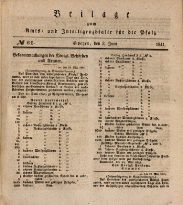 Königlich bayerisches Amts- und Intelligenzblatt für die Pfalz Donnerstag 3. Juni 1841