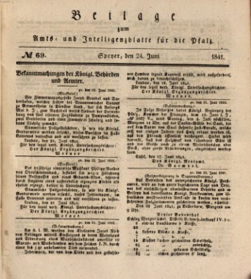 Königlich bayerisches Amts- und Intelligenzblatt für die Pfalz Donnerstag 24. Juni 1841