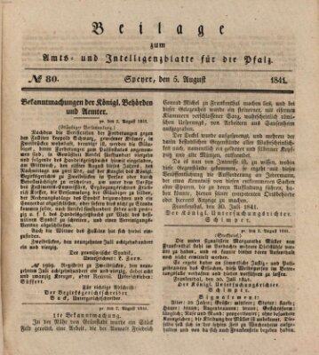 Königlich bayerisches Amts- und Intelligenzblatt für die Pfalz Donnerstag 5. August 1841