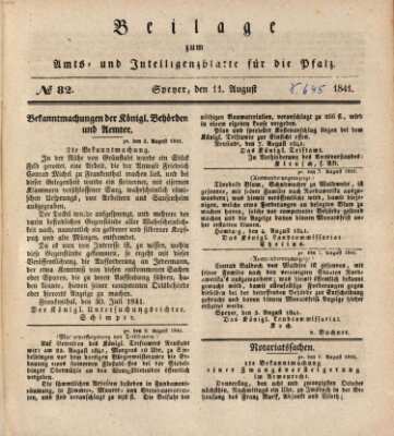 Königlich bayerisches Amts- und Intelligenzblatt für die Pfalz Mittwoch 11. August 1841