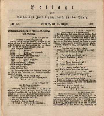 Königlich bayerisches Amts- und Intelligenzblatt für die Pfalz Montag 23. August 1841