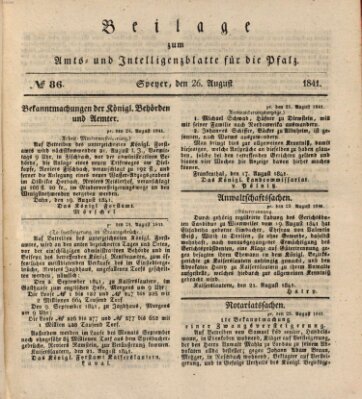 Königlich bayerisches Amts- und Intelligenzblatt für die Pfalz Donnerstag 26. August 1841