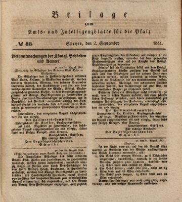 Königlich bayerisches Amts- und Intelligenzblatt für die Pfalz Donnerstag 2. September 1841