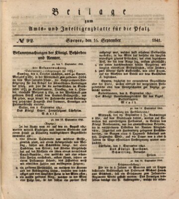 Königlich bayerisches Amts- und Intelligenzblatt für die Pfalz Donnerstag 16. September 1841