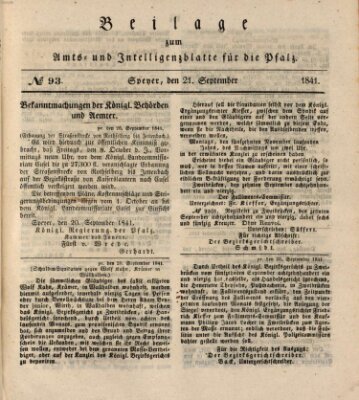 Königlich bayerisches Amts- und Intelligenzblatt für die Pfalz Dienstag 21. September 1841