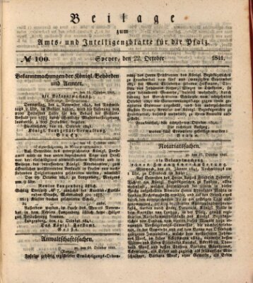 Königlich bayerisches Amts- und Intelligenzblatt für die Pfalz Freitag 22. Oktober 1841