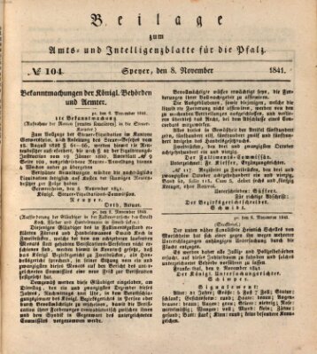 Königlich bayerisches Amts- und Intelligenzblatt für die Pfalz Montag 8. November 1841