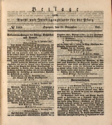 Königlich bayerisches Amts- und Intelligenzblatt für die Pfalz Montag 29. November 1841