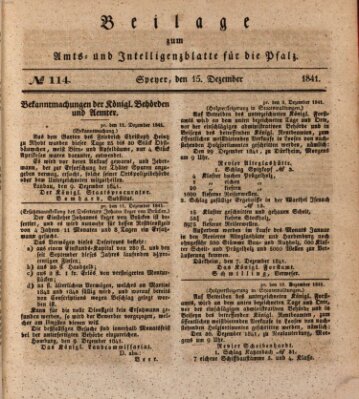 Königlich bayerisches Amts- und Intelligenzblatt für die Pfalz Mittwoch 15. Dezember 1841