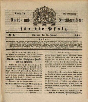 Königlich bayerisches Amts- und Intelligenzblatt für die Pfalz Montag 17. Januar 1842