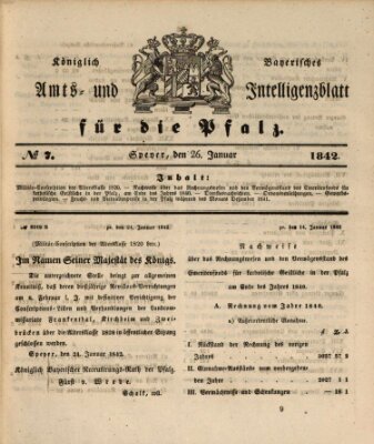 Königlich bayerisches Amts- und Intelligenzblatt für die Pfalz Mittwoch 26. Januar 1842