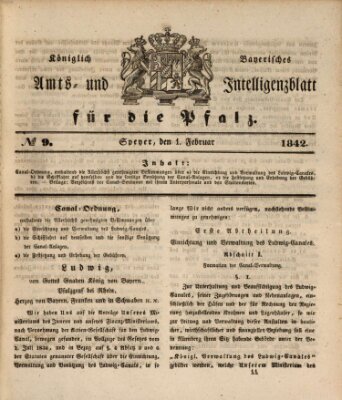 Königlich bayerisches Amts- und Intelligenzblatt für die Pfalz Dienstag 1. Februar 1842